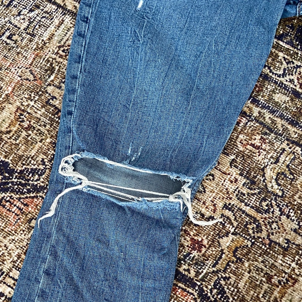 Abercrombie & Fitch Skinny High Rise Ripped Blue Jeans (Curve Love) - Picture 4 of 7